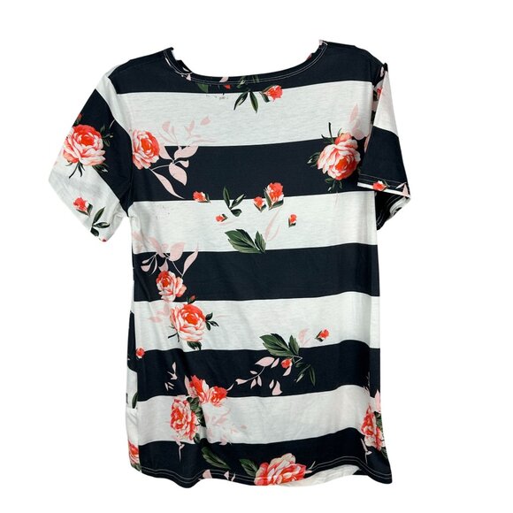 Womens Floral Striped Knot Front Top Size Large - Picture 3 of 6